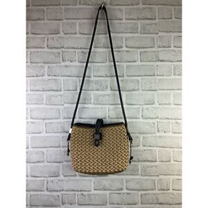 Vintage Brighton Roxanne Shoulder Bag Sea Grass Straw and Leather